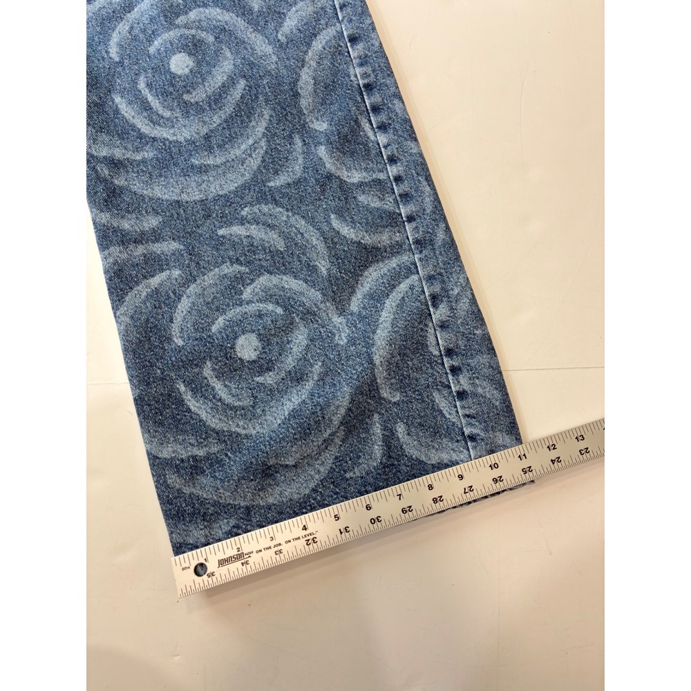 Cotton On Bianca Simpson Co-Opt Club Relaxed Wide Leg Rose Print Jeans 26 Blue - Picture 9 of 10